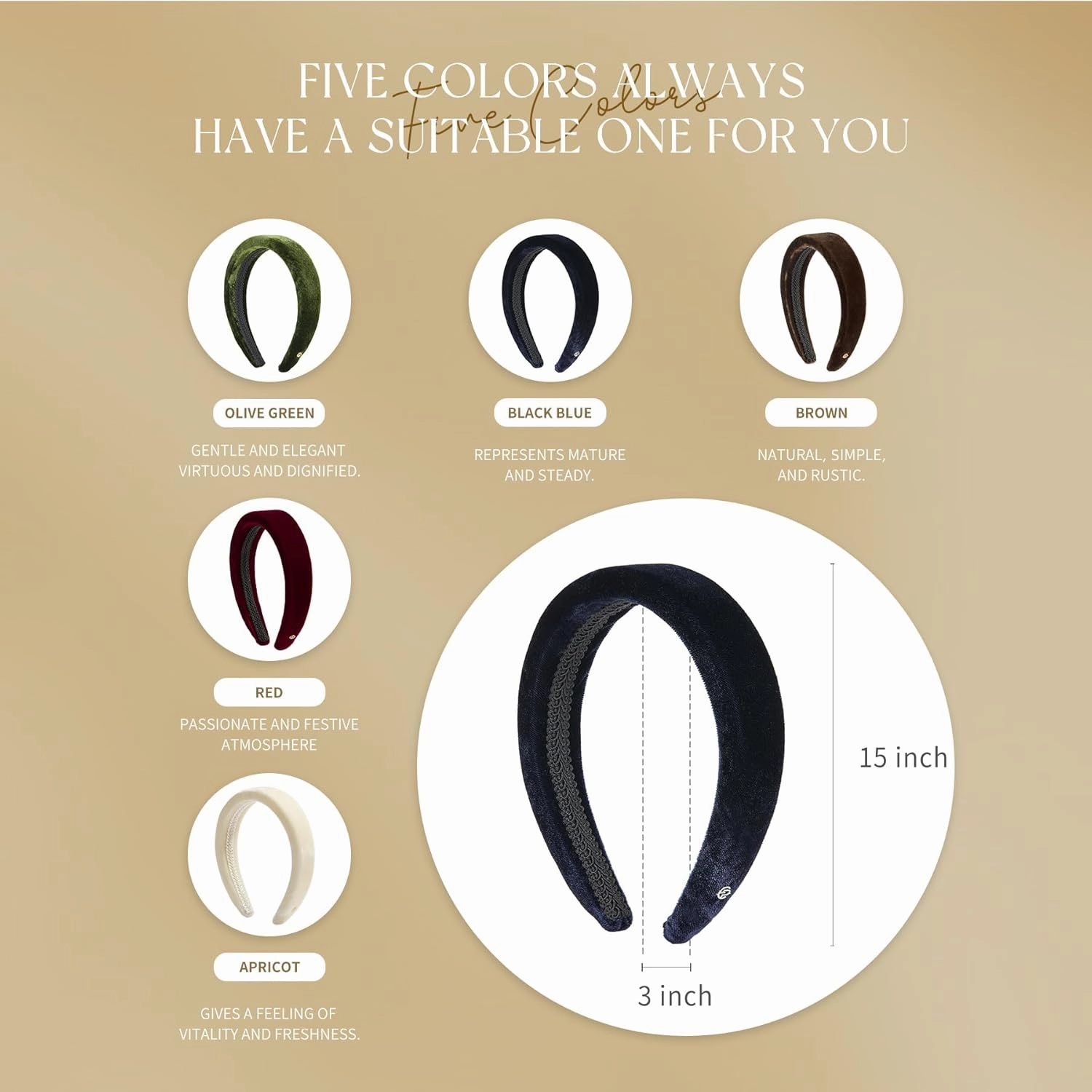 EVITA PERONI Thick Green Velvet Wide Headband for Women Soft Headband No Slip Comfortable Wearing Fashion Hair Band