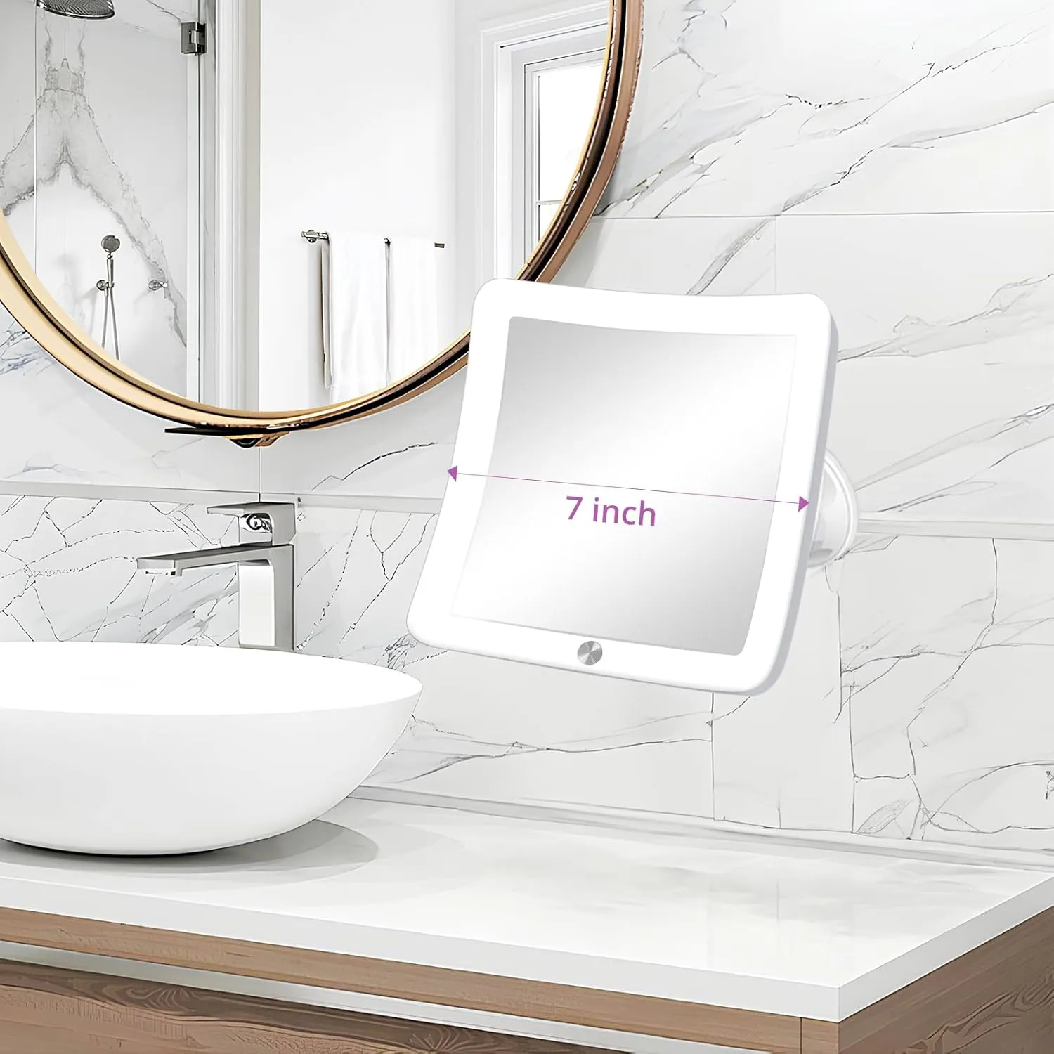 Fabuday 30X Lighted Magnifying Mirror with Lights - Makeup Mirrors with Suction Cups and Magnification for Bathrooom, Dual Power Supply, Adjustable Lighting, Light Up Magnified Mirror Square