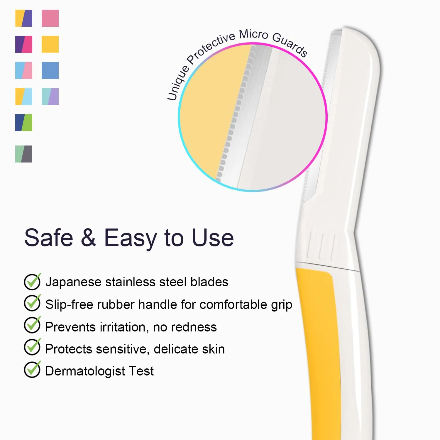 Face Razors for Women, Reusable Handle with 19 Microblades, Dermaplane Razor for Women Face, Eyebrow & Facial Razors, Peach Fuzz Remover, Gentle Exfoliating, for Sensitive Skin (Solar Veil)