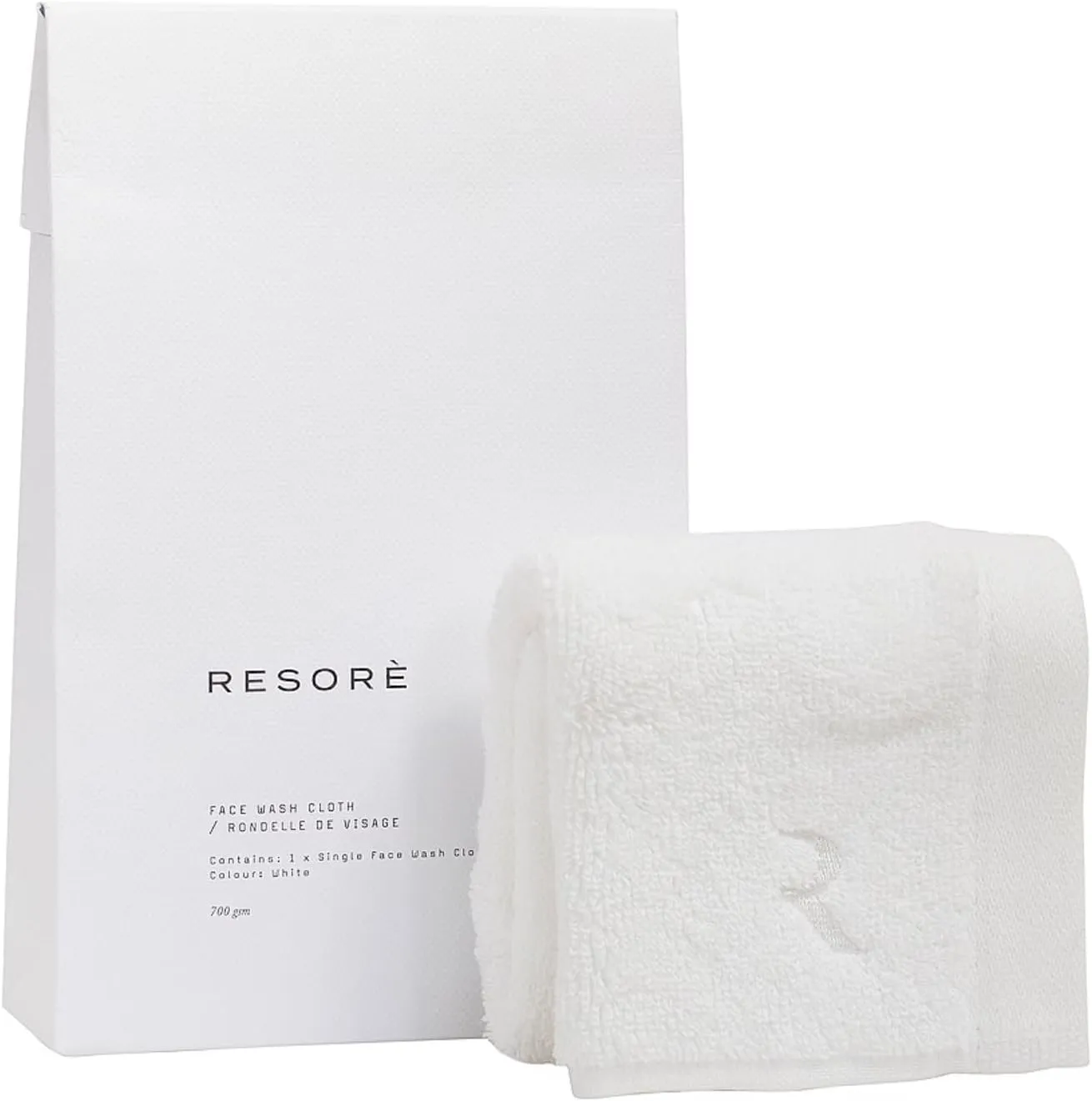 Face Towel - 12” x 12” 700GSM Luxury Skincare Face Wash Cloth 1 Pc - Ultra Soft Washcloth, Aegean Turkish Cotton Botanical Lyocell Blend, Super Plush, Highly Absorbent, Odor-Preventing (White)