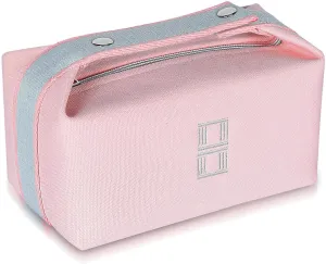 Fashion Makeup Bag for Women, Orange Red Canvas Make up Travel Bag, Hanging Cosmetic Bag Organizer for Women（Full updated ）