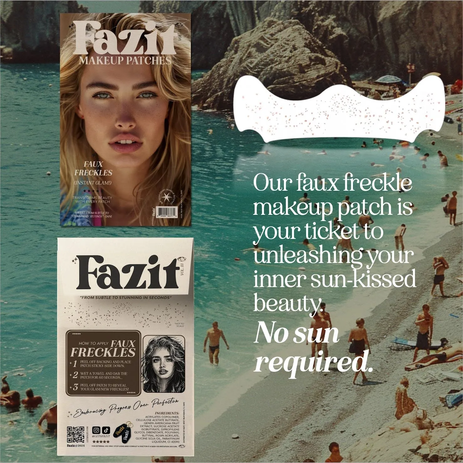 Fazit Makeup Patches - Face Makeup Patches - Beauty Face Makeup - Brown Fake Freckles - Waterproof Faux Freckles - Fazit Faux Freckle Patches - Temporary Face Freckles For Women - 6 count