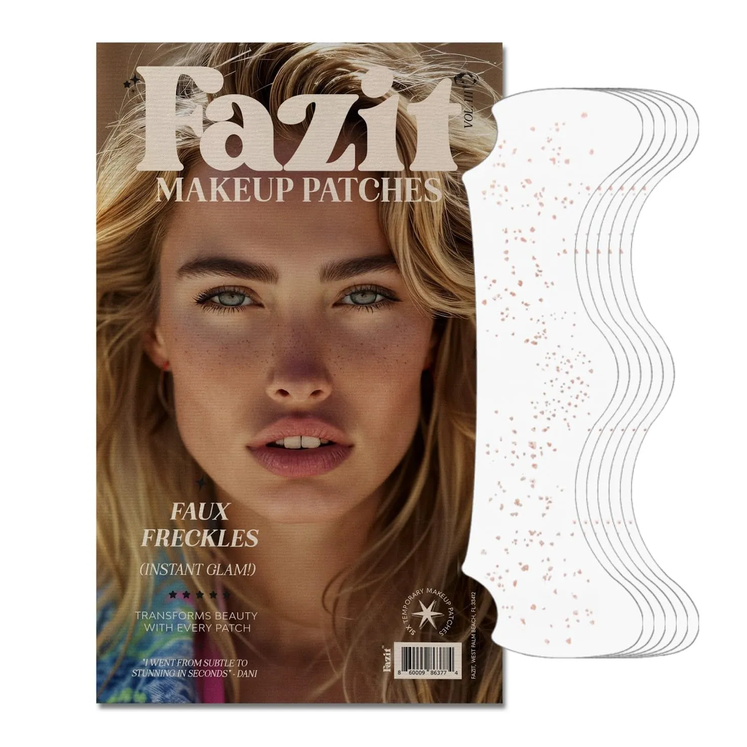 Fazit Makeup Patches - Face Makeup Patches - Beauty Face Makeup - Brown Fake Freckles - Waterproof Faux Freckles - Fazit Faux Freckle Patches - Temporary Face Freckles For Women - 6 count