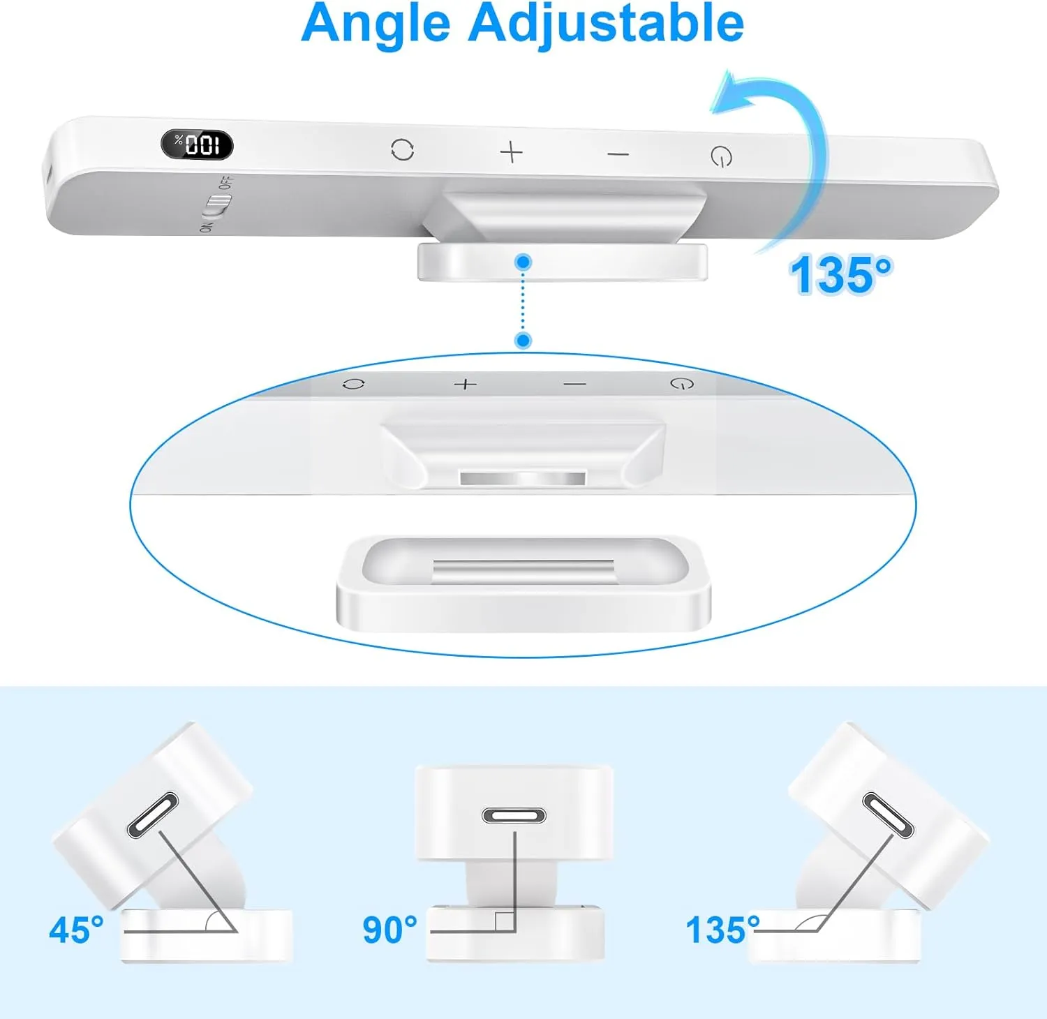 Ferswe 5W Rechargeable Light Bar,Touch Light Adjustable 3 Colors,120 LED Mirror Lights,Magnetic Lights for Cabinets,Makeup Light Battery,Stick On Lights for Closet,Kitchen,Bedroom,Bathroom,Wall