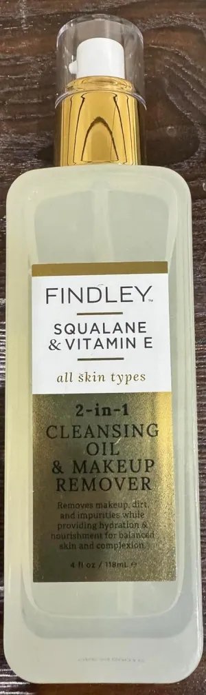 Findley Squalane & Vitamin E 2-in-1 Cleansing Oil & Makeup Remover, 4 fl oz, All Skin Types