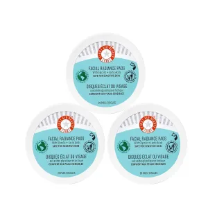 First Aid Beauty - Facial Radiance Pads with Glycolic & Lactic acids, Daily Exfoliating pads with AHA to Help Tone & Brighten Skin, One Step Makeup Prep, Compostable for Daily Use, 28 Pads, 3 ct