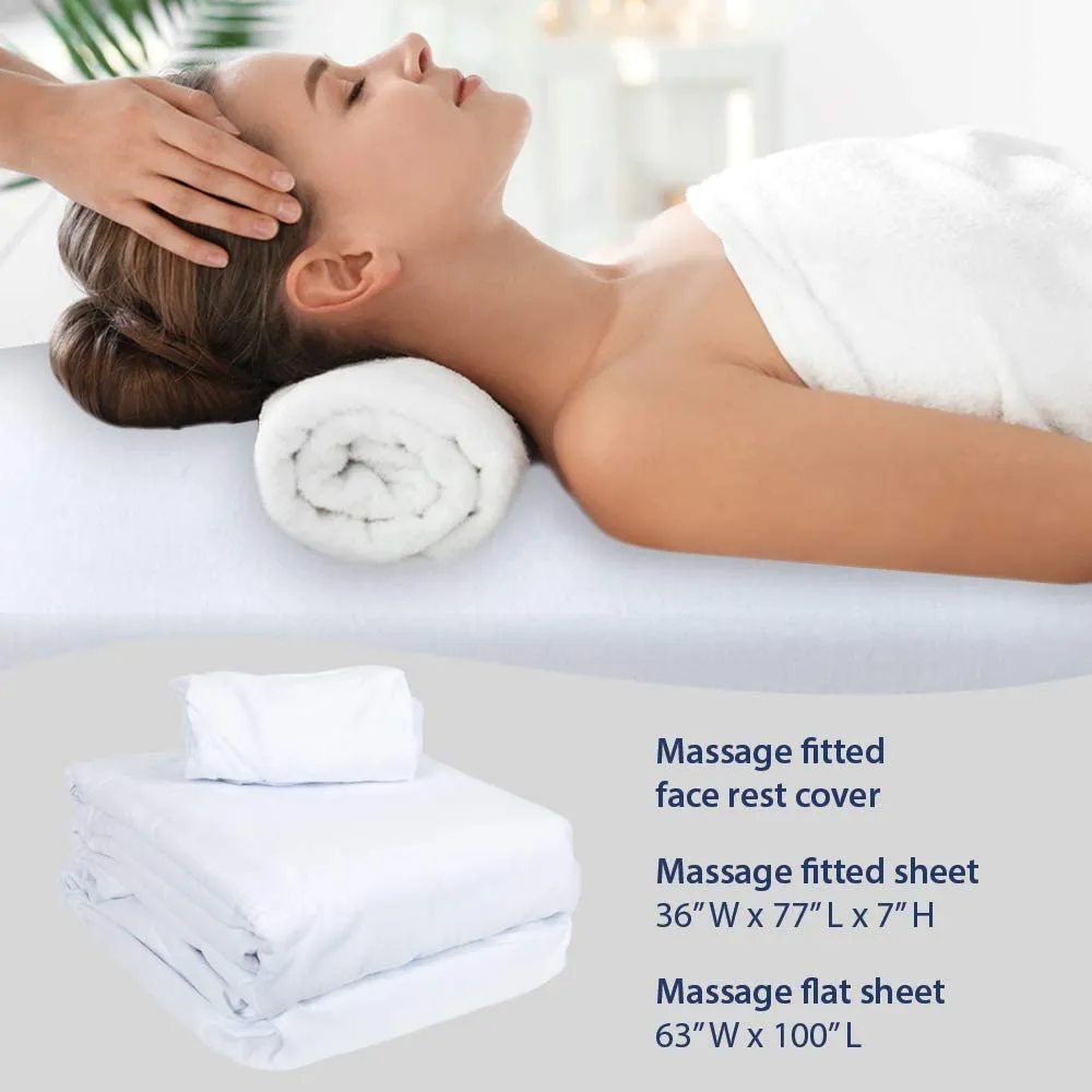 ForPro Premium Flannel 3-Piece Massage Sheet Set, White