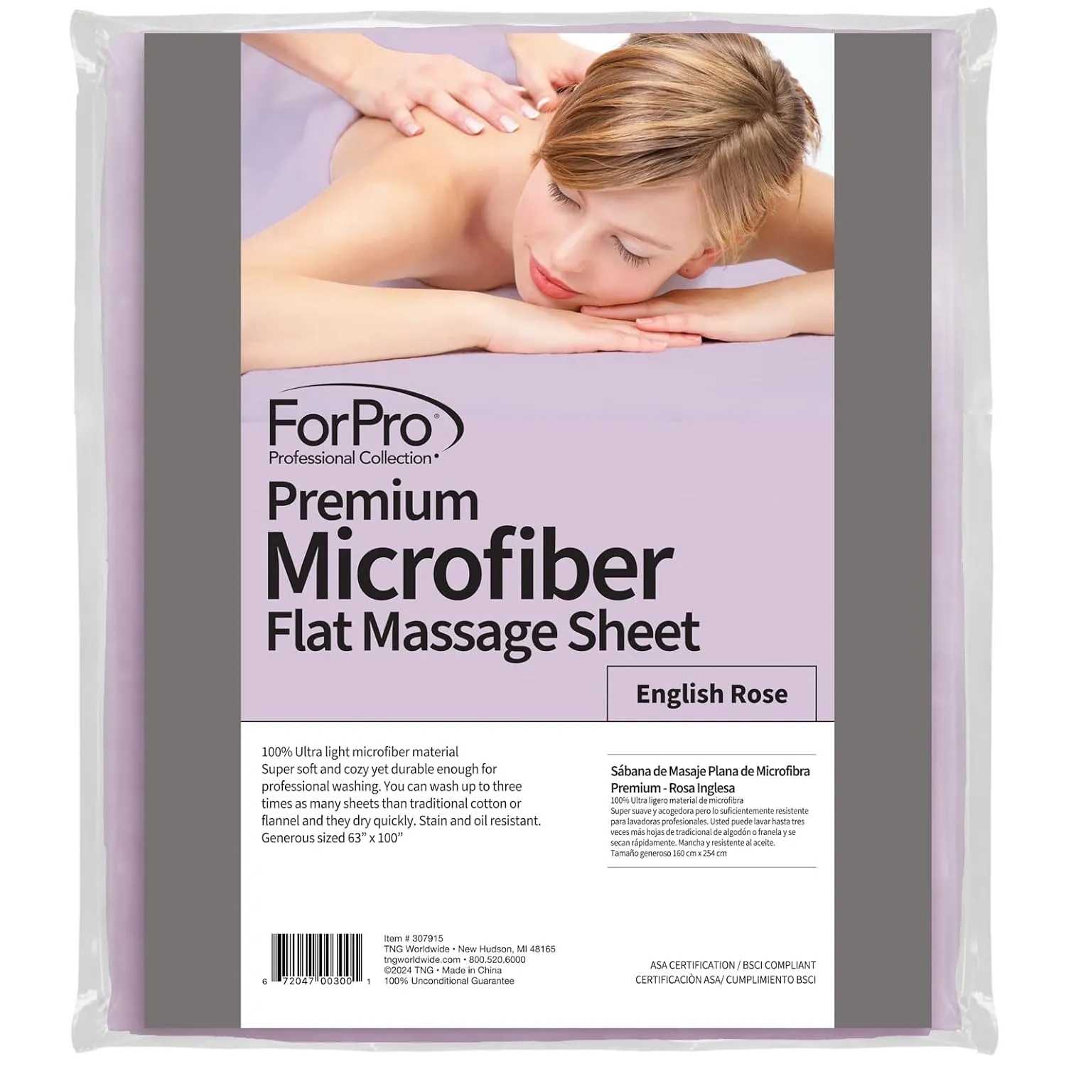 ForPro Premium Microfiber 3-Piece Massage Sheet Set, English Rose, Ultra-Light, Stain and Wrinkle-Resistant, Includes Flat and Fitted Sheet and Face Rest Cover