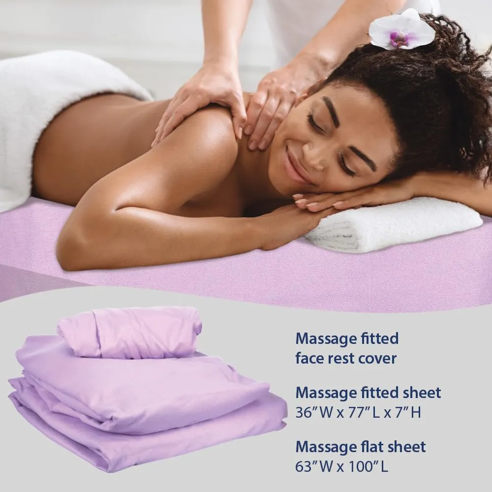 ForPro Premium Microfiber 3-Piece Massage Sheet Set, English Rose, Ultra-Light, Stain and Wrinkle-Resistant, Includes Flat and Fitted Sheet and Face Rest Cover