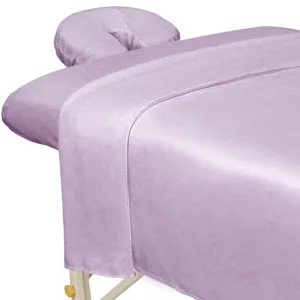 ForPro Premium Microfiber 3-Piece Massage Sheet Set, English Rose, Ultra-Light, Stain and Wrinkle-Resistant, Includes Flat and Fitted Sheet and Face Rest Cover