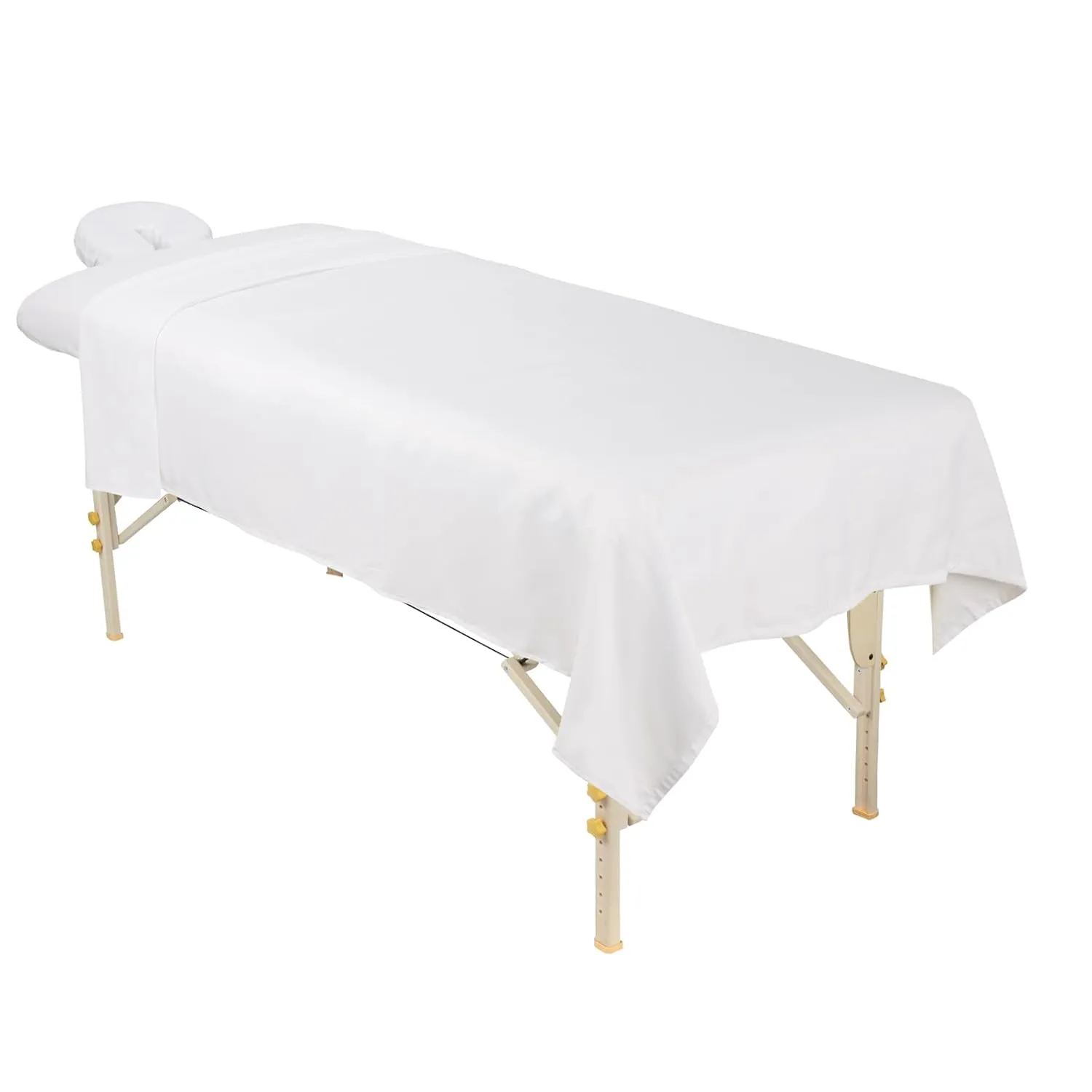 ForPro Professional Collection Premium Microfiber 3-Piece Massage Sheet Set, White, Ultra-Light, Stain, and Wrinkle-Resistant Includes Massage Flat and Fitted Sheet and Massage Face Rest Cover