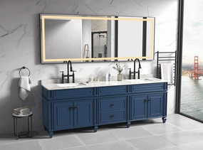 Framed LED Single Bathroom Vanity Mirror, Anti-Fog, Dimmable Light, Rectangular Design, Matte Black