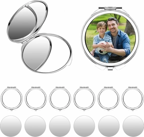 Framendino, 12 Pack Sublimation Cosmetic Mirror Blanks Transfer Portable Makeup Compact Mirrors Round Folding Travel for Women