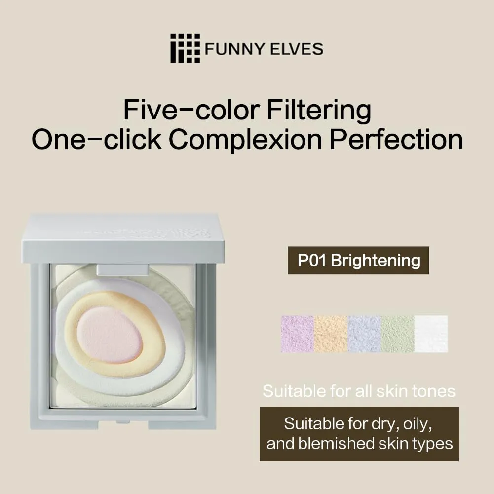 Funny Elves Powder Makeup Face Long Lasting Concealer Brighten Cosmetics Smooth (P01) 1Count
