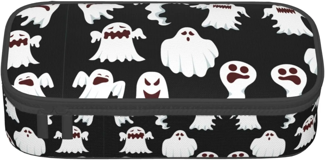 Funny White Ghost print Large Capacity Storage Bag Travel Office Supplies Box, Makeup Bag, Desk Organizer with