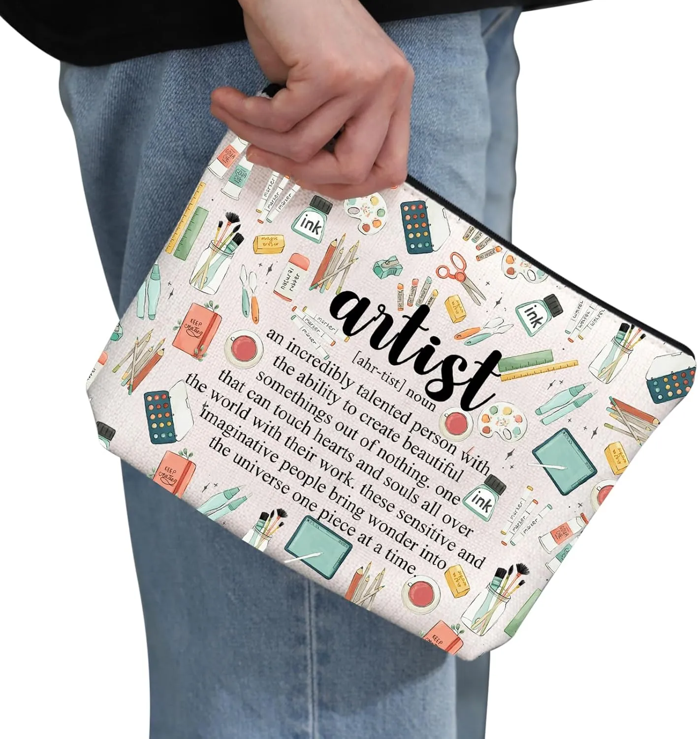 G2TUP Artist Definition Makeup Bag - Art Teacher & Lovers Gift - Cosmetic Bag for Painters