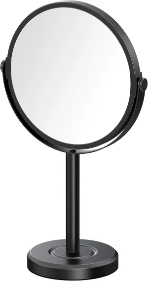 Gatco 1386MX Latitude II Makeup Mirror, Matte Black | Counter Top Makeup Mirror, 3X Magnification, Rotates 360 Degrees