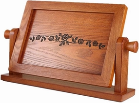 GRFIT Vanity Makeup Mirror Chinese Style Wooden Makeup Mirror Vanity Mirror Beauty Mirror Bedroom Desktop Wooden Square Retro HD Makeup Mirror Table Desk Mirror