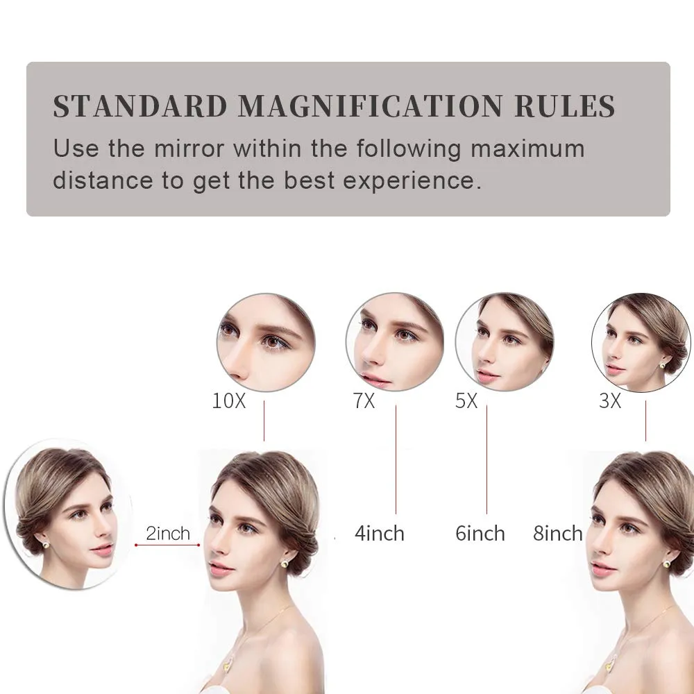 GURUN 8.5 Inch Magnifying Makeup Mirror with 3 Tones LED Lights Double Sided Vanity Mirror for Bathroom with 10X Magnification M1809DO (Oil-Rubbed Bronze/10X)