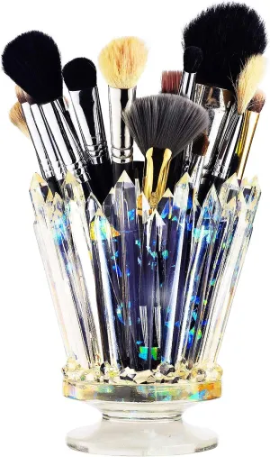 GUTE Amethyst Crystal Makeup Brush Holder Glow And Shine, Brush & Pen Holder Vanity Desk or Office Organizer Stationary Decor - Perfect Gifts For Him and Her - Iridescent