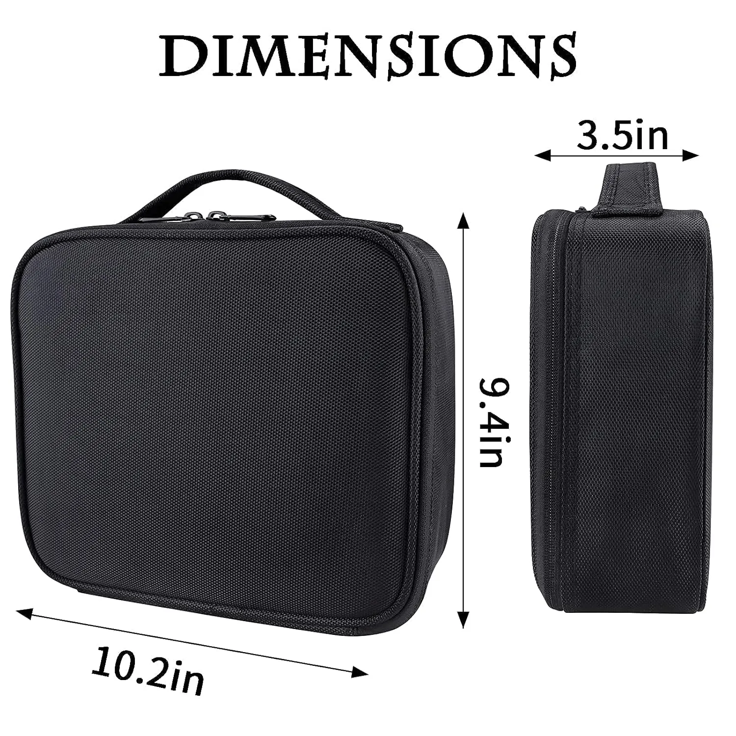 gzcz Travel Makeup Bag,10.4 Inches Portable Makeup Case Cosmetic Train Case Organizer Artist Storage Bag With Adjustable Dividers For Cosmetics Brushes Toiletry Jewelry Digital Accessories (Black)