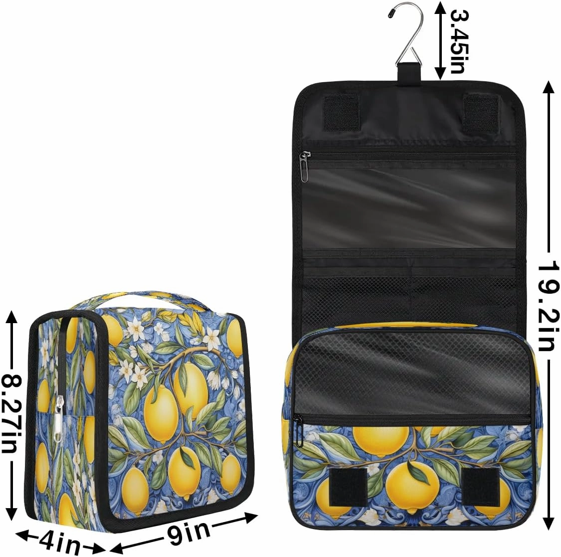 Hanging Travel Toiletry Bag Lemons Toiletry Bags with Hanging Hook Portable Cosmetic Bag Makeup Organizer for Travel Business Trip