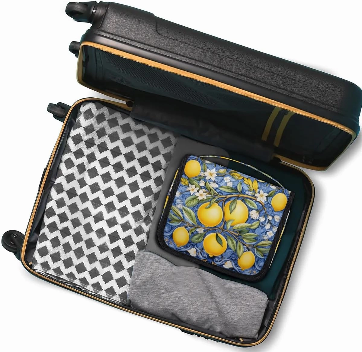 Hanging Travel Toiletry Bag Lemons Toiletry Bags with Hanging Hook Portable Cosmetic Bag Makeup Organizer for Travel Business Trip