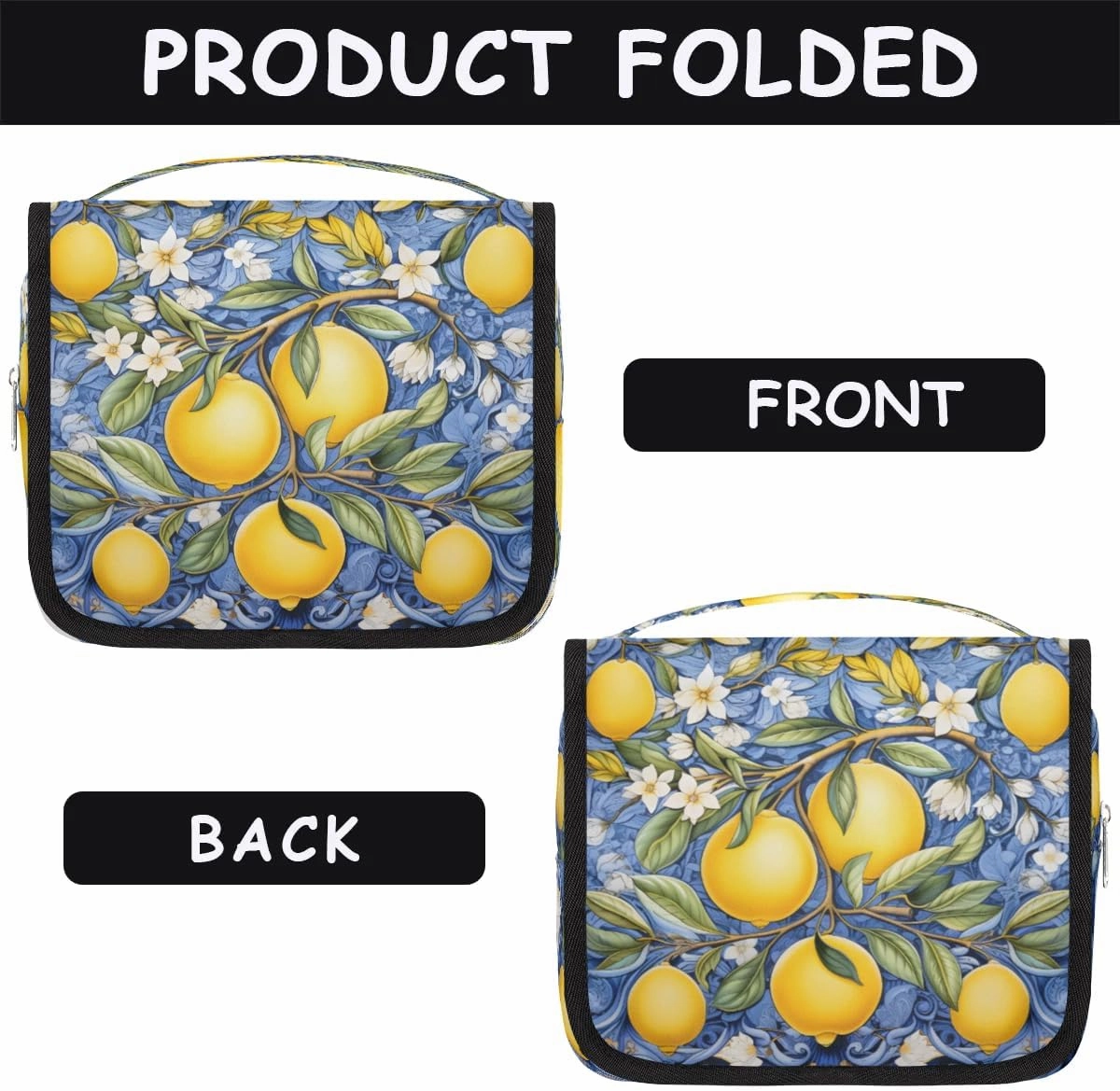 Hanging Travel Toiletry Bag Lemons Toiletry Bags with Hanging Hook Portable Cosmetic Bag Makeup Organizer for Travel Business Trip