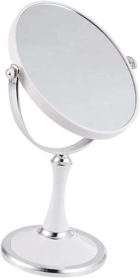Happyyami Mirror 6 Inches Double-Sided Makeup Mirror White Magnifying Lens for Desktop Travel