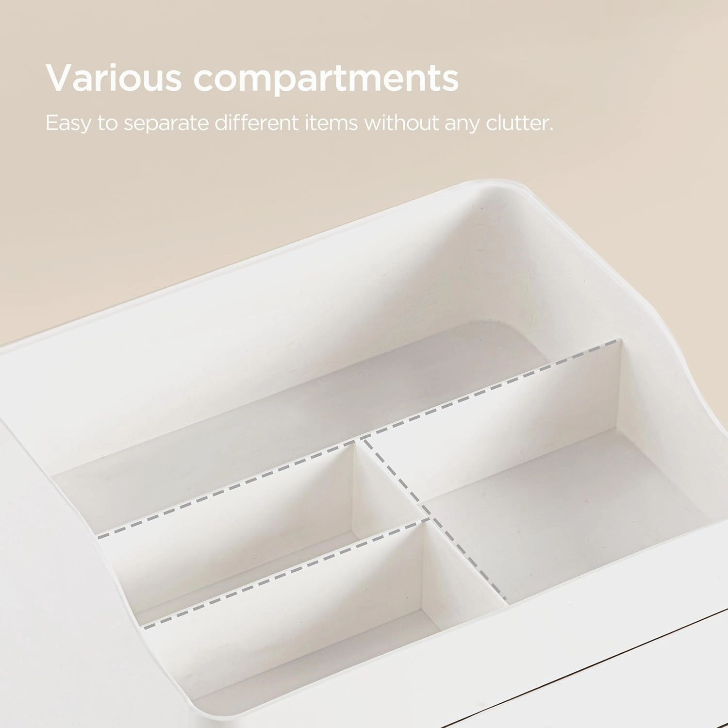 HBlife Makeup Organizer for Vanity with 2 Drawers, Large Bathroom Countertop Cosmetics Organizer Skin Care Storage, Easy to Store Lipsticks, Nail Polishes, Perfumes, Eyeshadow Palettes, All White
