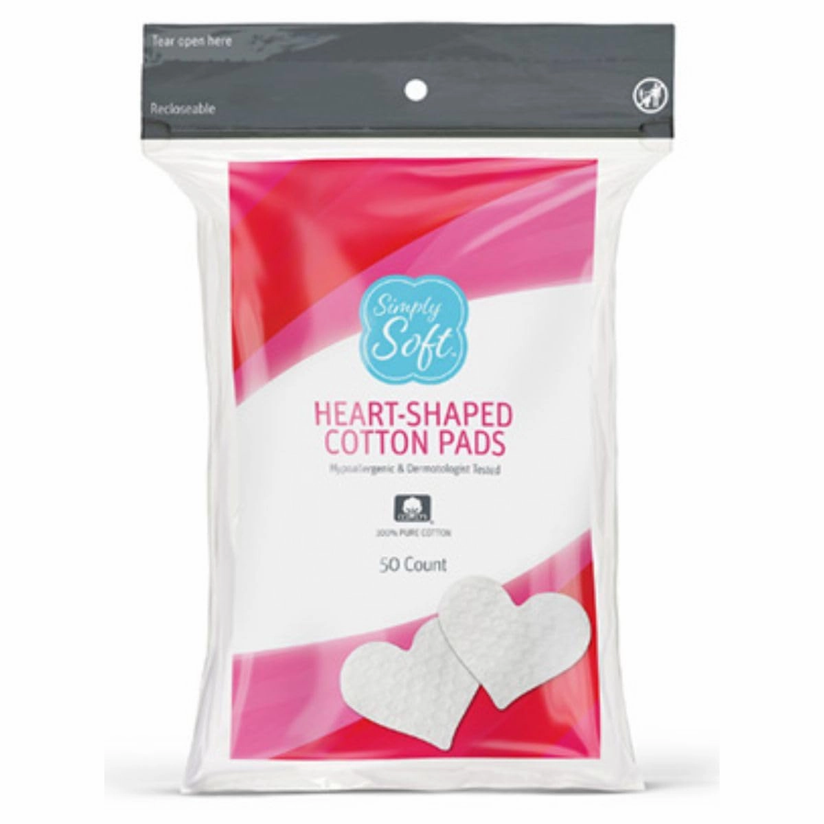 Heart Shaped Cotton Pads, 50 Pads per Bag, 600 Pads per Case