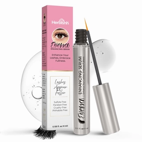 Herbishh Eyelash Enhancing Nourishing Serum for Longer, Thicker Lashes, Safe for Lash Extensions, Fragrance-Free Lash Serum, Sulfate-Free, Travel-Friendly, 0.135 fl. oz