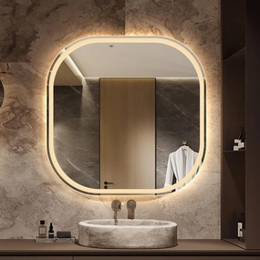 Hollywood Wall-Mounted Bathroom Mirror, 3 Colors Brightness Adjustable Makeup Mirror with Lights, Lighted Makeup Mirror, Wall Mounted Lighted Modern Mirror, Smart Touch Control, LED Bathroom Mirror(50