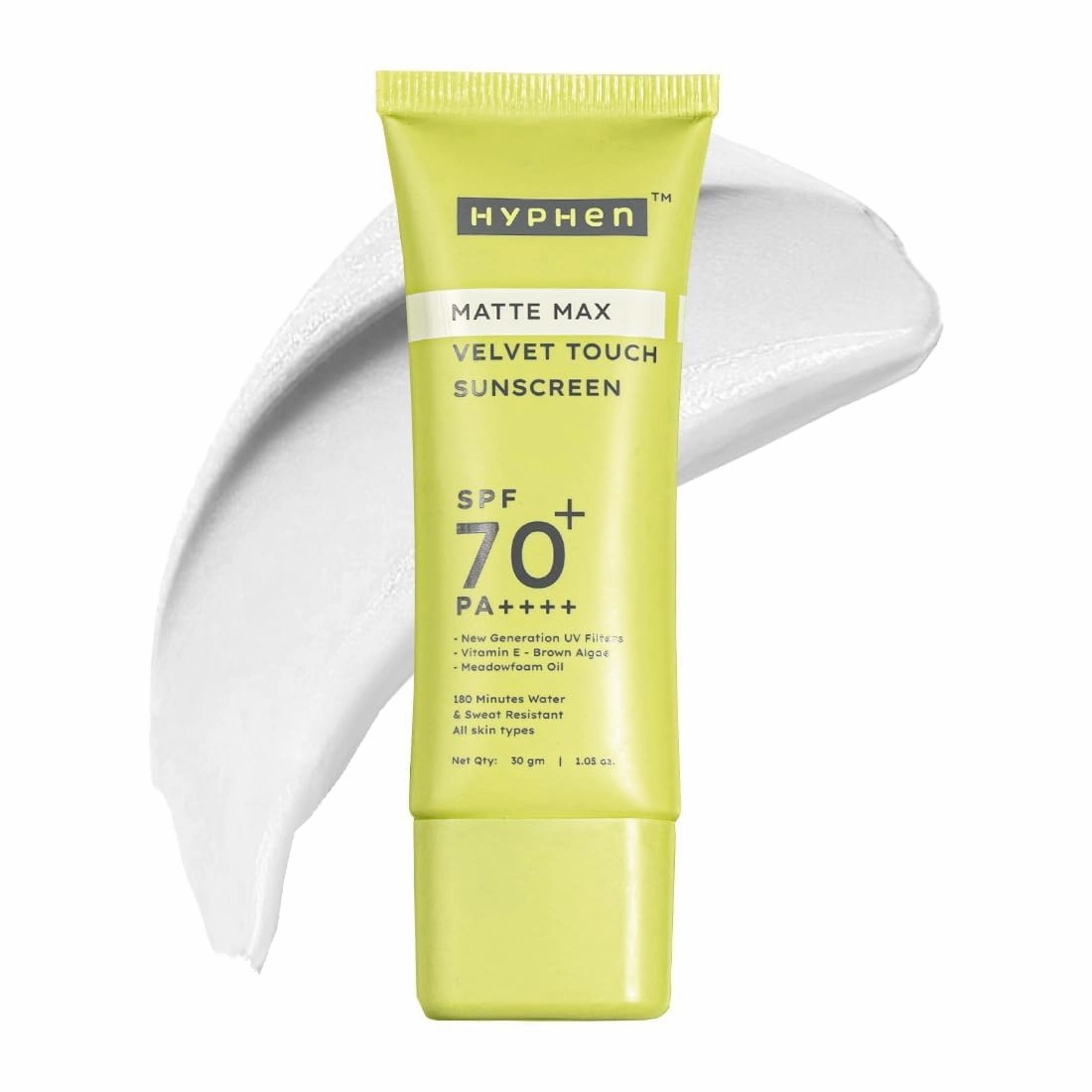 Hyphe-n Matte Max Velvet Touch Sunscreen SPF 70  PA     | Sun Protection | Sun Shield |Sunscreen SPF No White Cast, Non Greasy & Lightweight | For Oily, Combination & All Skin Types-30g