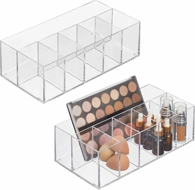 iDesign 6-Section Makeup Organizer - Countertop Organizer for Cosmetics - Set of 2 - Clear