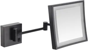 inBEKEA Wall Mounted Mirrors Makeup Shaving Mirror LED Lighted Bathroom Mirror for Hotel Vanity with Adjustable Extendable Square 8 Inch 3X Magnification Cosmetic Mirror Powered by Plug in