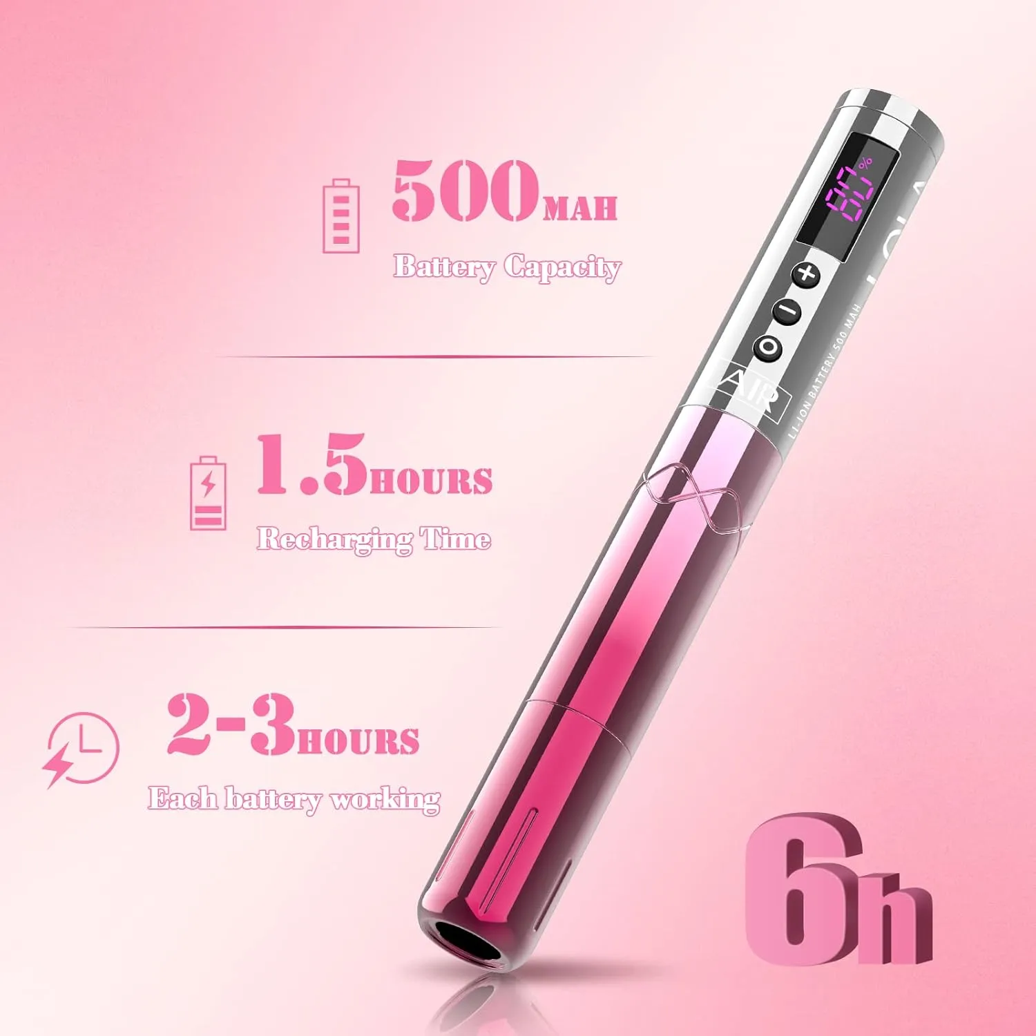 INKin Permanent Makeup Tattoo Machine, Wireless Tattoo Gun with 2Pcs 1500mAh Battery Pack LED Display, Professional Lola Air SMP Tattoo Pen for Beginners Artists (2.7mm Stroke)