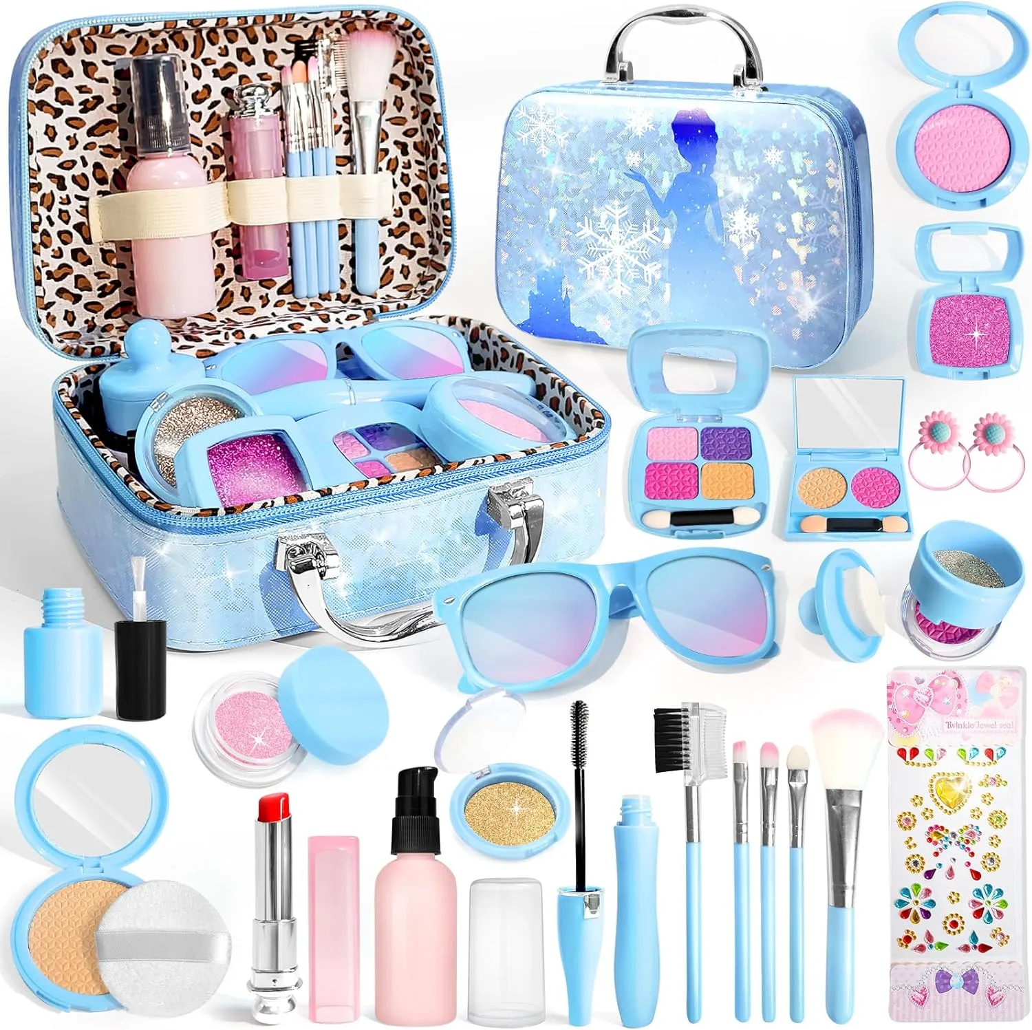 INNOCHEER Pretend Makeup for Toddlers, Fake Play Makeup for Little Girls, Frozen Toy Makeup Set for Girls, Birthday Christmas Princess Gifts Toddler Girl Toys Age 3 4 5 6 7 8 (Not Real Makeup)