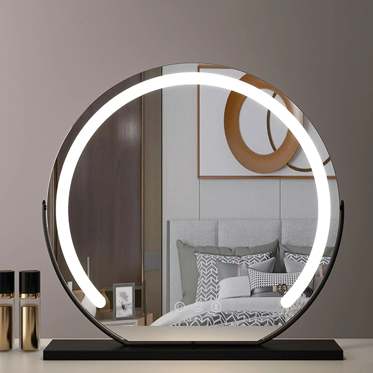 Innovative LED Makeup Mirror with Smart Touch Switch Tabletop and Wall Mounted Vanity Mirror for Bedroom d 6"