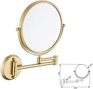 IOCCIOBB Vanity Mirror, Wall Mounted Makeup Mirror with 5X Magnification, 8 Inch Double Sided Vanity Magnifying Mirror, Cosmetic Mirror Swivel Extendable Shaving Mirror for Bathroom, Brushe