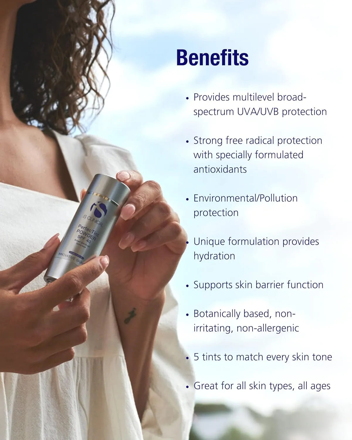 iS CLINICAL PerfecTint Powder SPF 40; Face Powder; Tinted SPF; Loose Face Powder for after makeup application