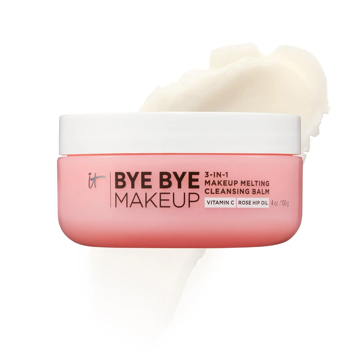 IT Cosmetics Bye Bye Makeup Cleansing Balm - 3-in-1 Makeup Remover, Facial Cleanser & Hydrating Facial Mask - With Vitamin C, Ceramides, Shea Butter & Rosehip Oil - 4 oz