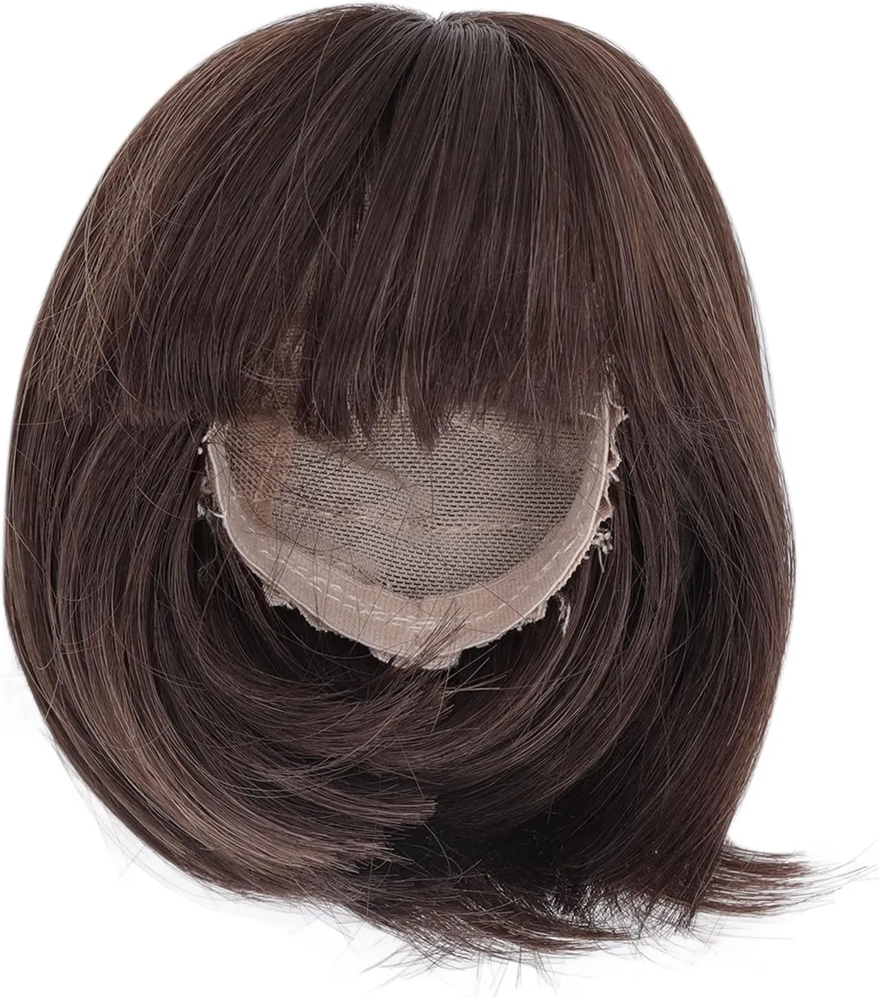 Jakoo BJD Hair, Easy Haircut, high Temperature Fiber, Doll Wig, Straight Bangs, Durable for Gift Dark Brown