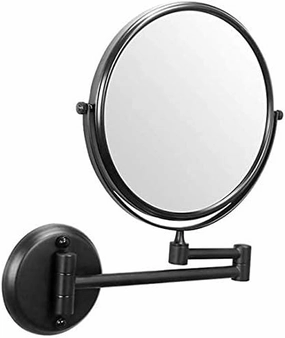 JCAKES 360 Degree Rotation Wall Mounted Makeup Mirror 3X Magnifying Bathroom Mirror Retractable Dressing Table Mirror Double (Color : Black, Size : 6 inches)