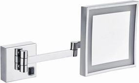 JCAKES Makeup Mirror with Lights and 3X Magnification Chrome Square LED Wall Mounted Bathroom Vanity Mirror Swivel Extendable Shaving Mirror Plug in (Color : Hardwired)