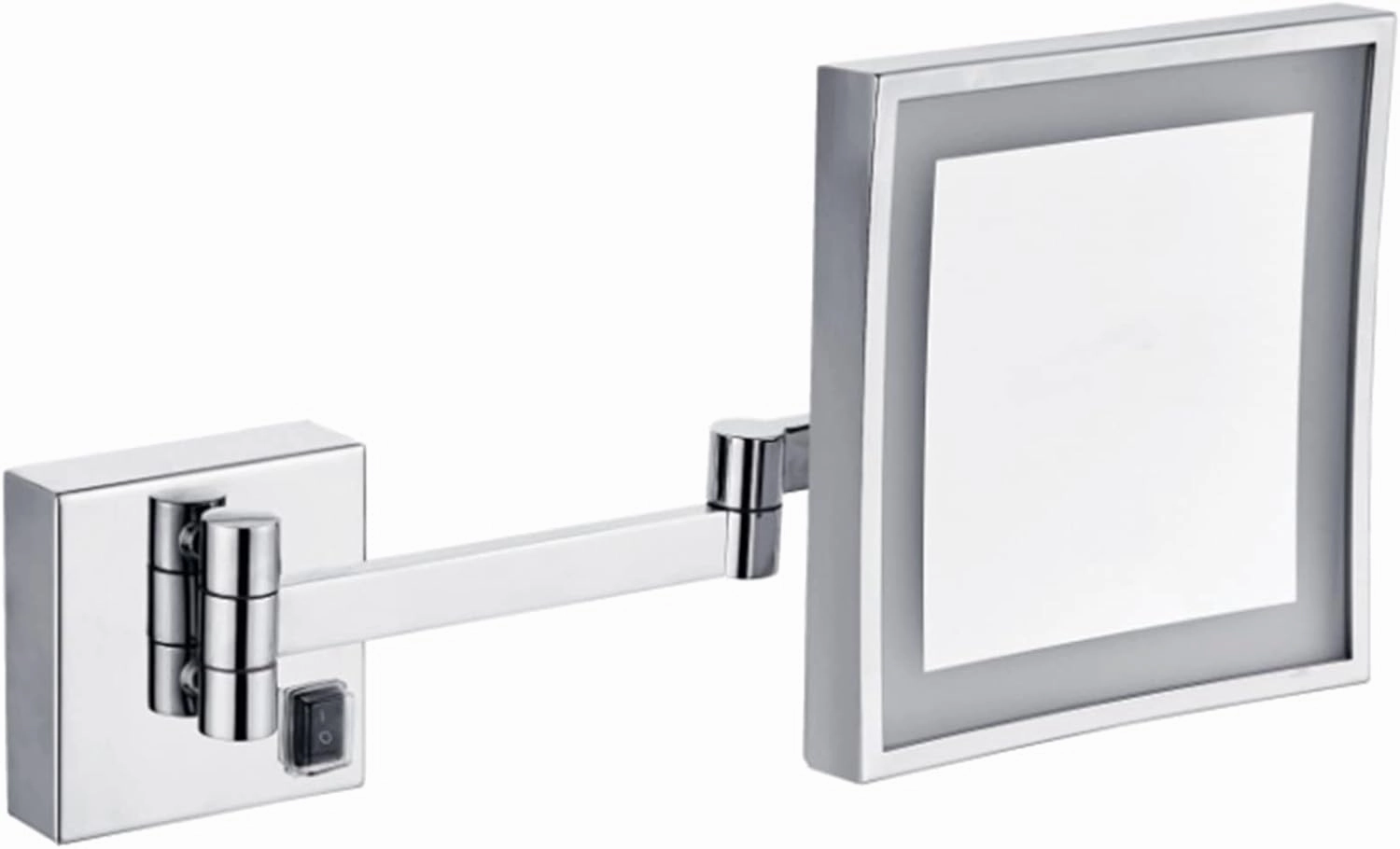 JCAKES Makeup Mirror with Lights and 3X Magnification Chrome Square LED Wall Mounted Bathroom Vanity Mirror Swivel Extendable Shaving Mirror Plug in (Color : Hardwired)