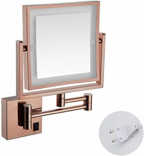 JCAKES Vanity Mirror Magnifying LED Lighted Makeup Mirror 3X Magnification Two-Sided Square Retractable Chrome Finish with Drilling Or Without Drilling (Color : #4)