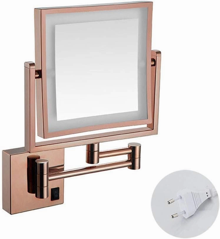JCAKES Vanity Mirror Magnifying LED Lighted Makeup Mirror 3X Magnification Two-Sided Square Retractable Chrome Finish with Drilling Or Without Drilling (Color : #4)