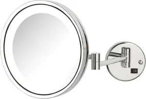 JERDON Lighted Wall-Mounted Makeup Mirror - Direct Wire Magnifying Mirror with LED Lights - 5X - Chrome Finish - Model HL1016CLD