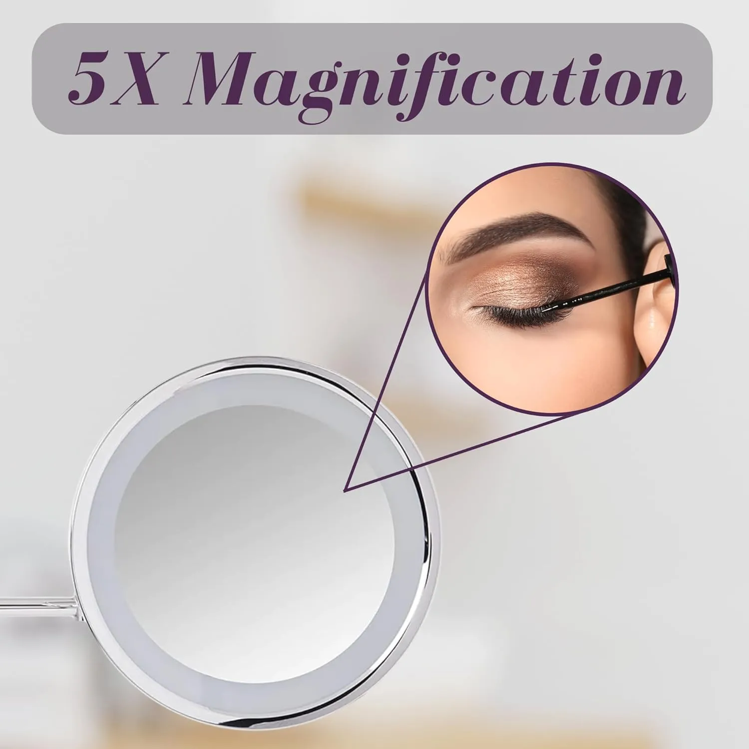 JERDON Lighted Wall-Mounted Makeup Mirror - Direct Wire Magnifying Mirror with LED Lights - 5X - Chrome Finish - Model HL1016CLD